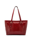 Women's leather 13" laptop workbag, red croc, front