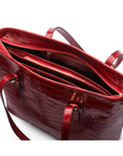 Women's leather 13" laptop workbag, red croc, open