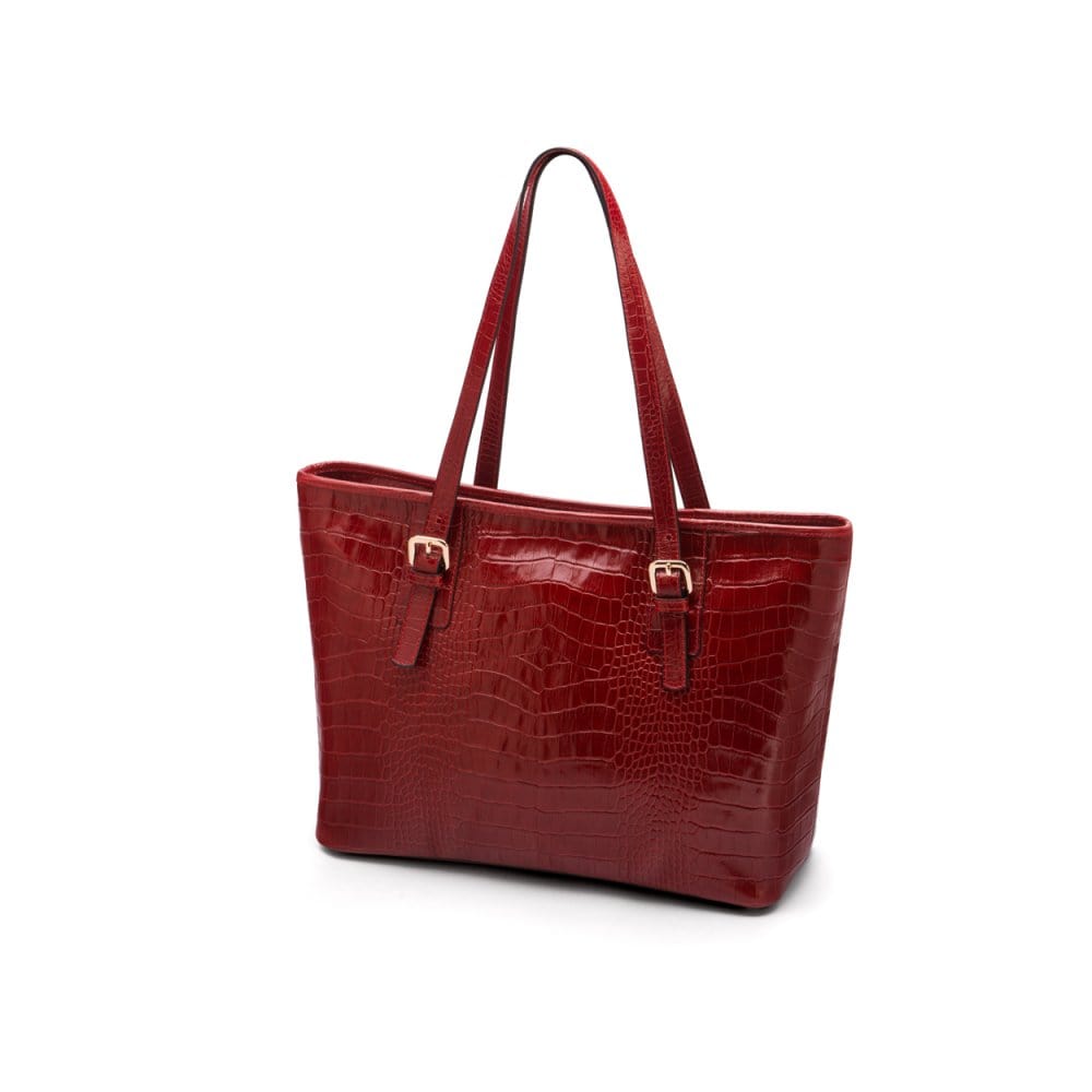 Women's leather 13" laptop workbag, red croc