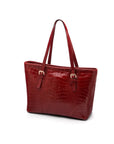 Women's leather 13" laptop workbag, red croc