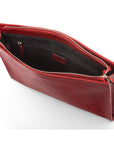 Zip top leather folder, red croc, inside view