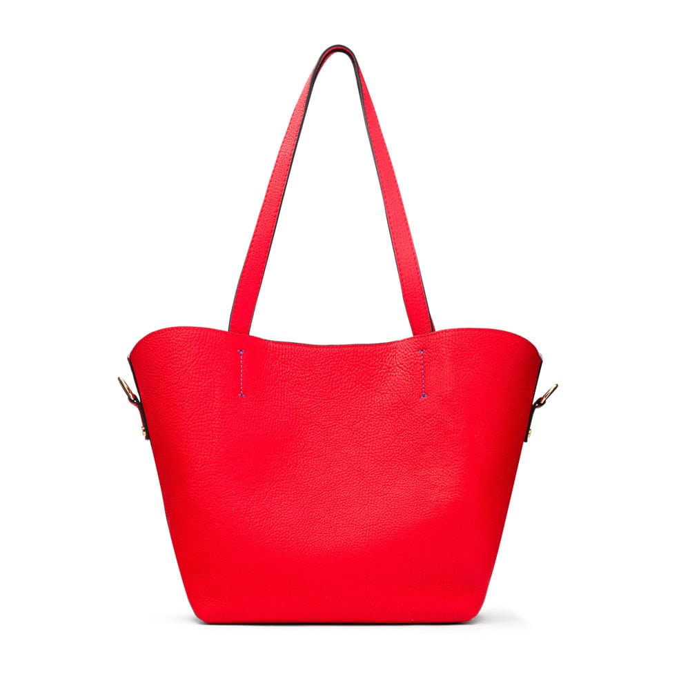 Leather tote bag, red, front view