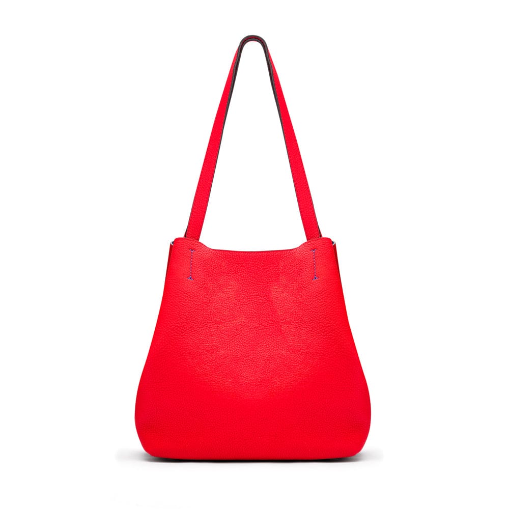 Leather tote bag, red, front view 2