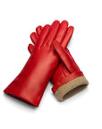 Cashmere lined leather gloves ladies, red