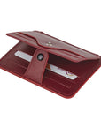 Red Flat Compact Credit Card Wallet With 2 ID Windows, 6CC