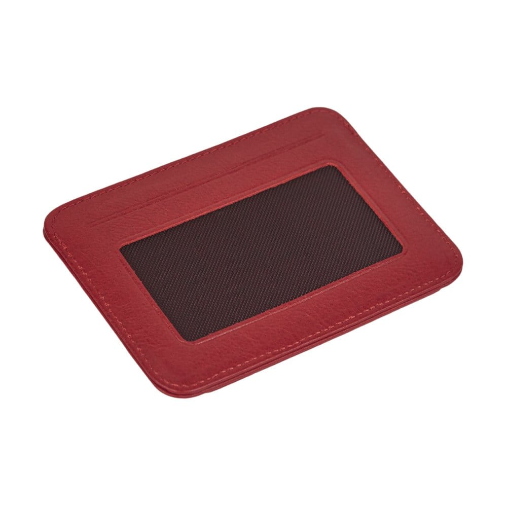 Red Flat Credit Card Holder With 2 ID Windows, 4CC