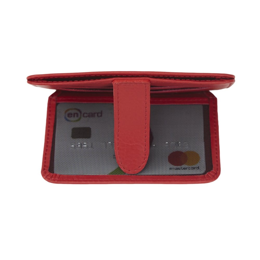 Red Flat Credit Card Holder With ID Window, 6CC