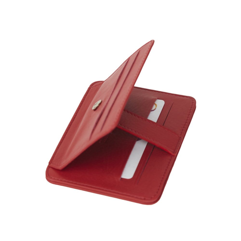 Red Flat Credit Card Holder With ID Window, 6CC