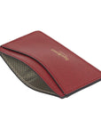 Red Saffiano Flat Credit Card Case With RFID Blocking Lining