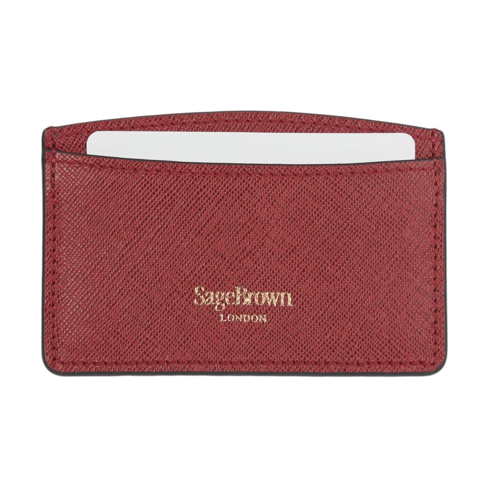 Red Saffiano Flat Credit Card Case With RFID Blocking Lining