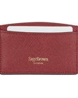 Red Saffiano Flat Credit Card Case With RFID Blocking Lining