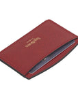 Red Saffiano Flat Credit Card Case With RFID Blocking Lining