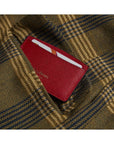 Red Saffiano Flat Credit Card Case With RFID Blocking Lining