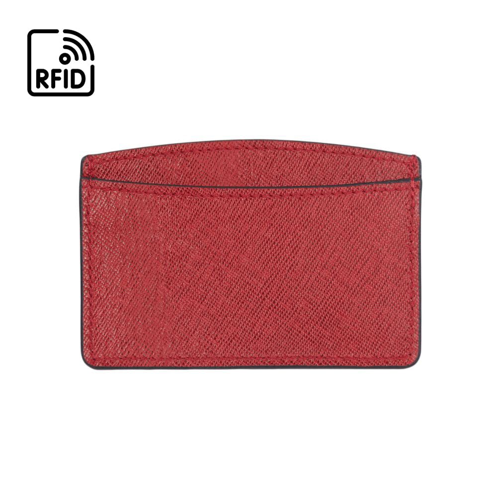 sagebrown red flat leather card case rfid blocking red saffiano 31763907575981