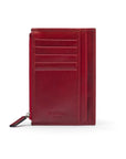 Flat leather card wallet with jotter and zip, red, back