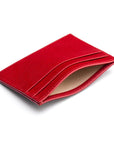 Flat leather credit card wallet 4 CC, red saffiano, inside