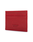 Flat leather credit card wallet 4 CC, red saffiano, back