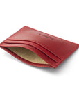 Flat leather card wallet with ID window, red, back