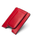 Flat magnetic leather money clip card holder, red, front