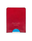 Flat magnetic leather money clip card holder, red, back