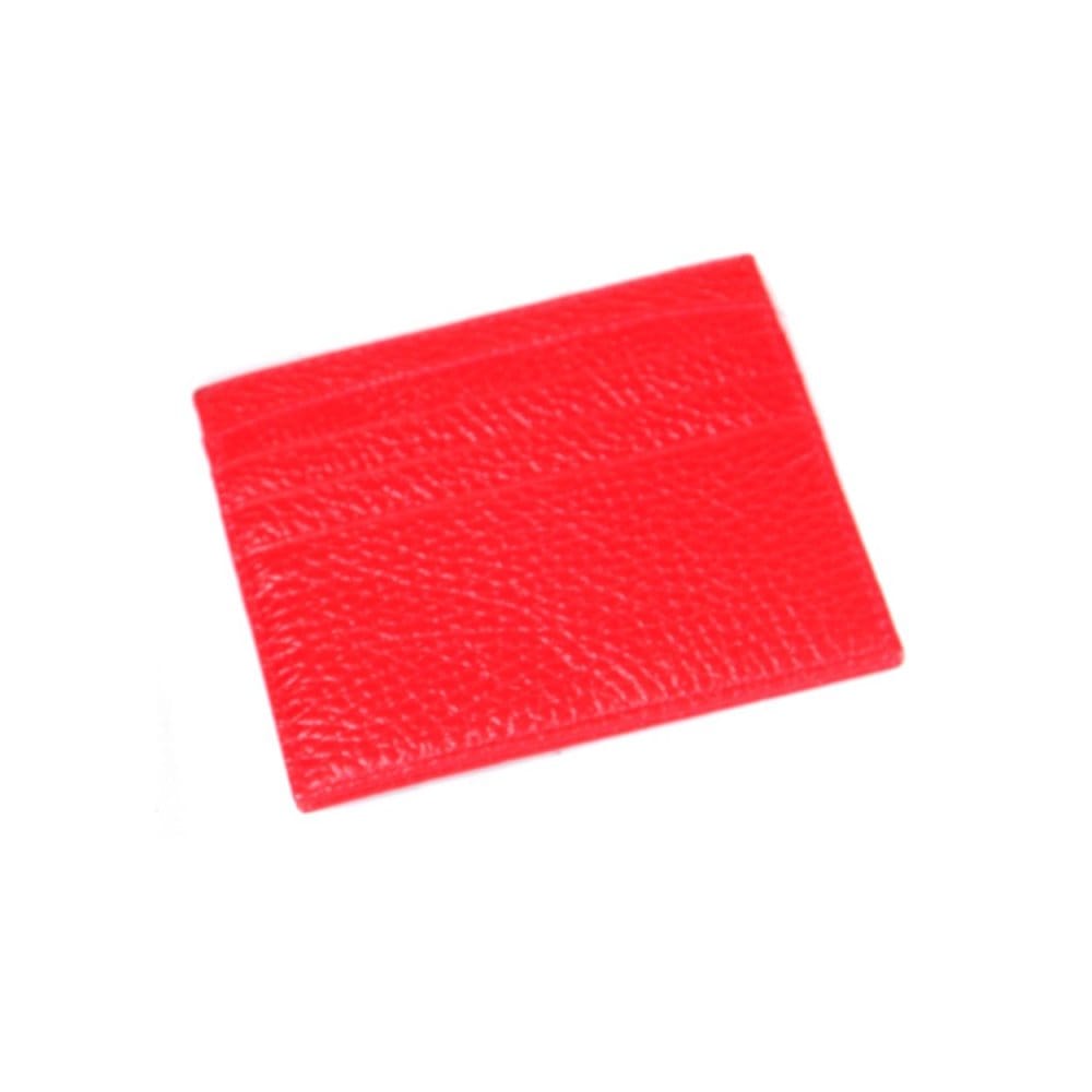 Flat leather 8 credit card wallet, red pebble grain, front