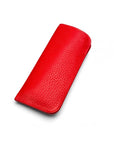 Large leather glasses case, red pebble grain, front