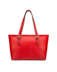 Women's leather 13" laptop workbag, red, front