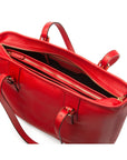 Women's leather 13" laptop workbag, red, open 