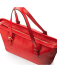 Women's leather 13" laptop workbag, red, zip closure