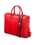 15" leather laptop bag, red, side