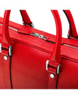 15" leather laptop bag, red, zip closure