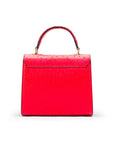 Real ostrich top handle bag, red, back view