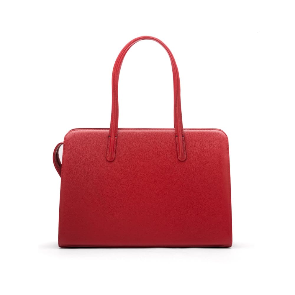 Ladies' leather 15" laptop handbag, red, front