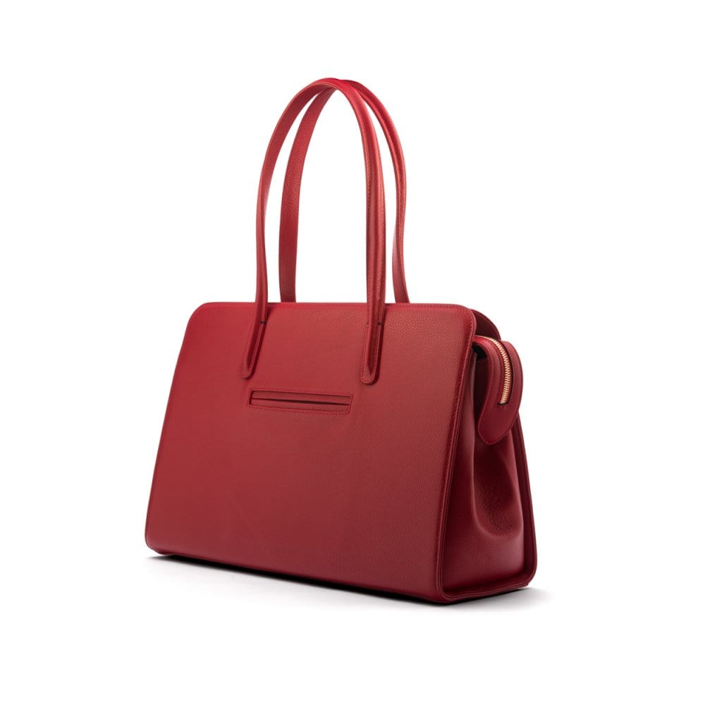 Ladies' leather 15" laptop handbag, red, back
