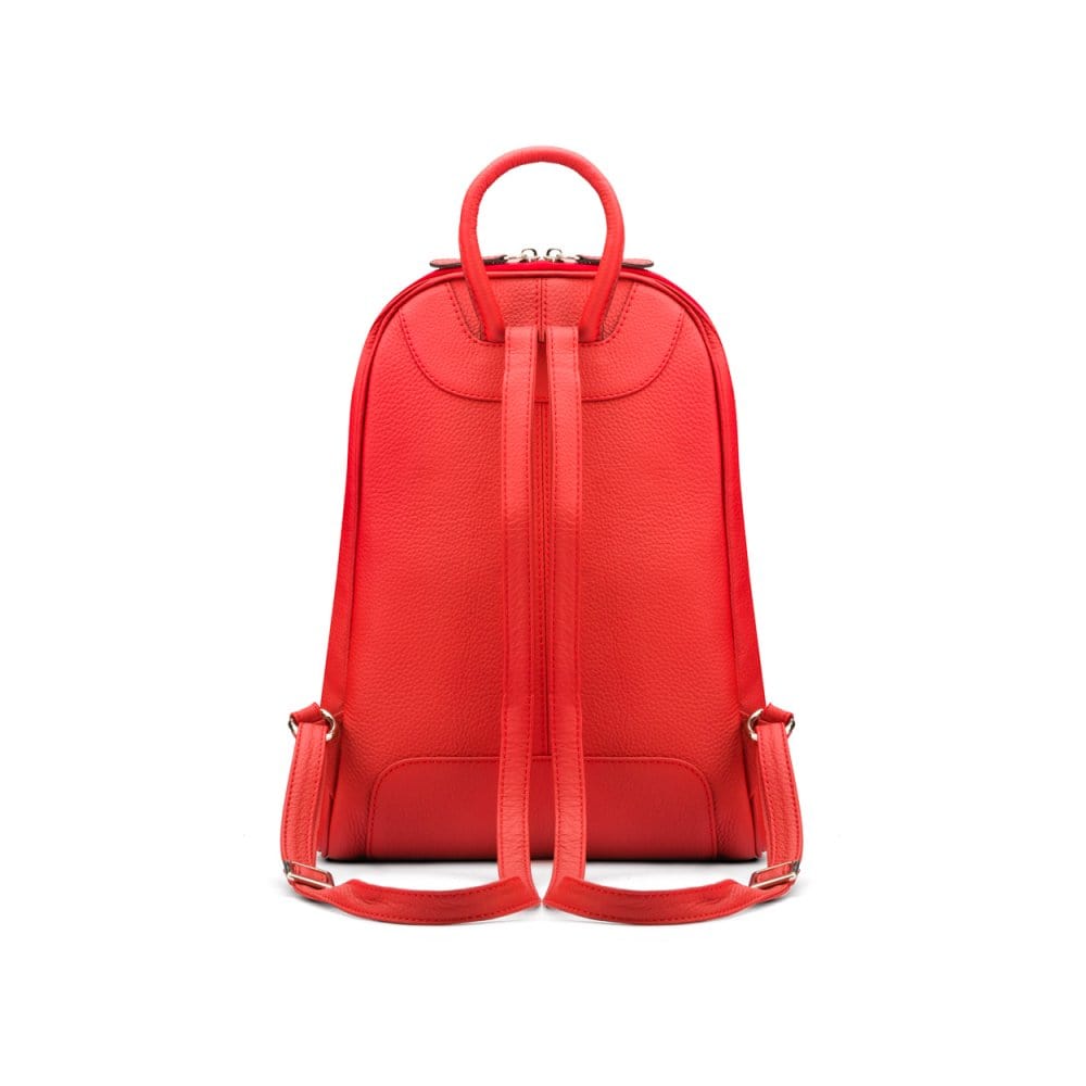 Ladies leather backpack, red, back