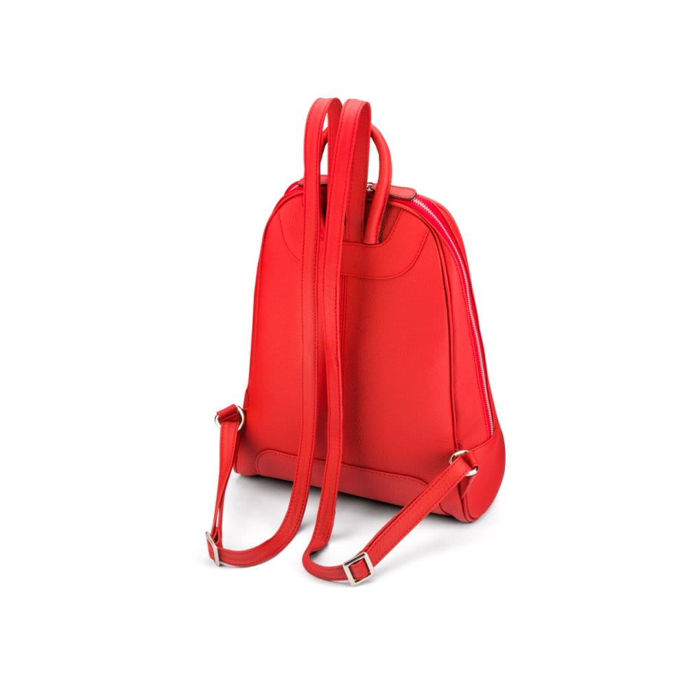 Ladies leather backpack, red, rear view