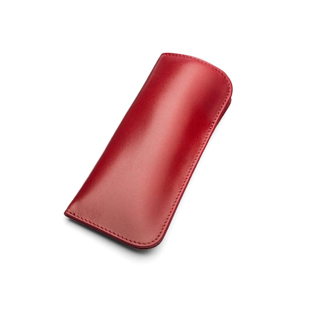 Large leather glasses case, red, front
