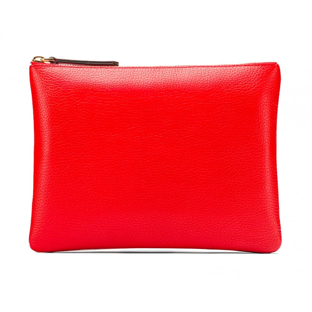 Large leather makeup bag, red, front