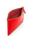 Large leather makeup bag, red, inside