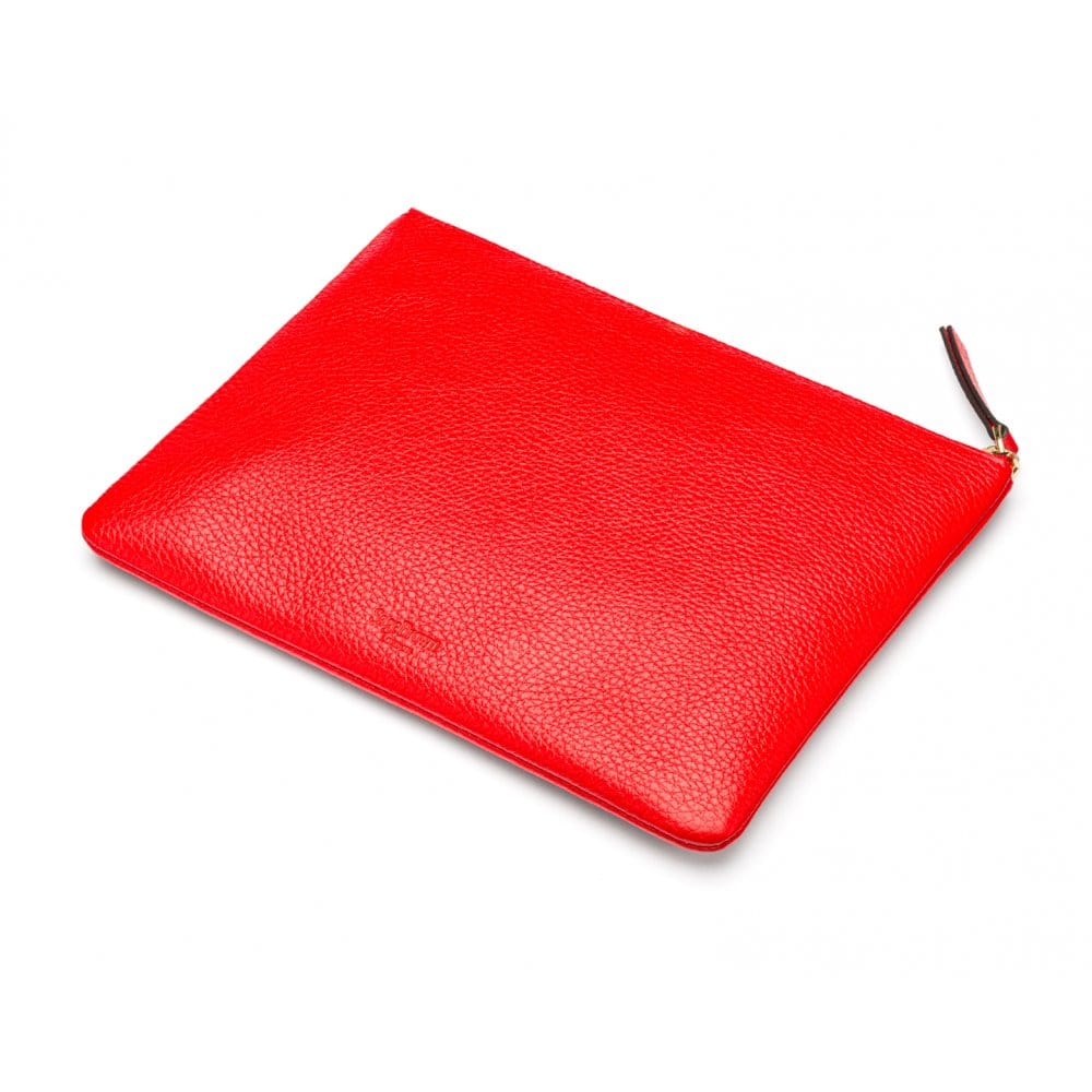 Large leather makeup bag, red, back