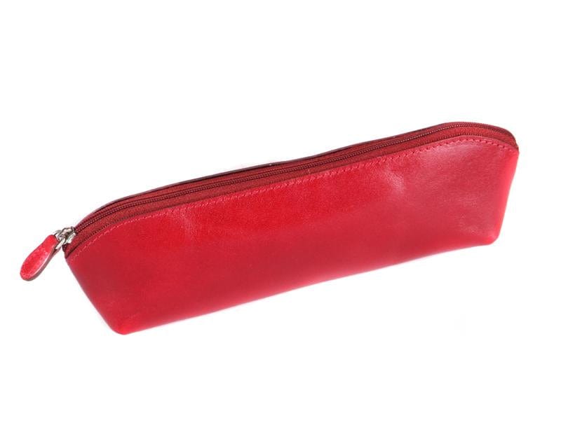 Red Large Leather Pencil Case