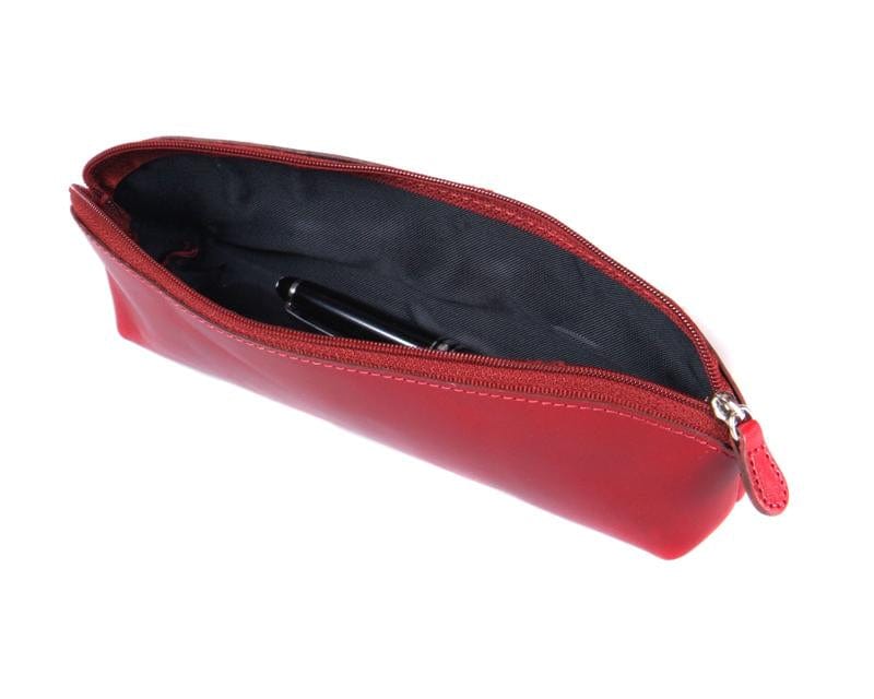 Red Large Leather Pencil Case