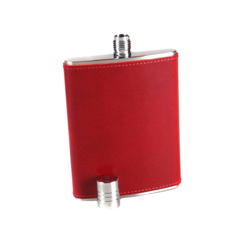 Red Leather 5oz Hip Flask