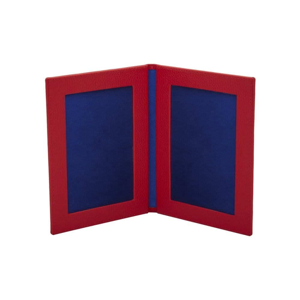 Double leather photo frame, red, 6 x 4", inside
