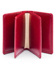 Leather bifold card wallet, red, open