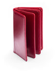 Leather bifold card wallet, red, front