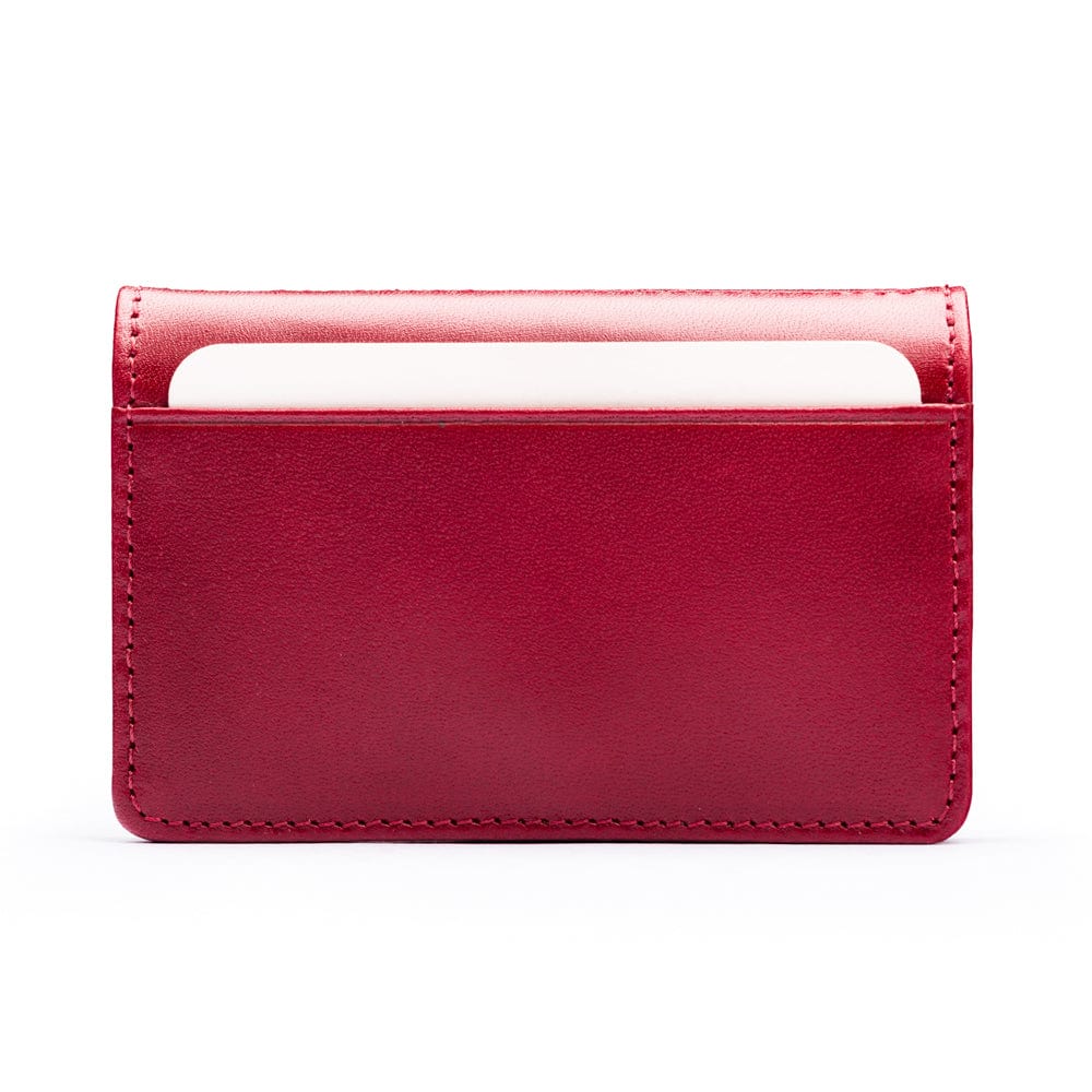 Leather bifold card wallet, red, back