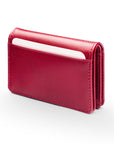 Leather bifold card wallet, red, front view