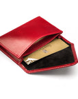 Leather business card envelope, red, inside