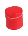 Red Leather Cylindrical Jewellery Case